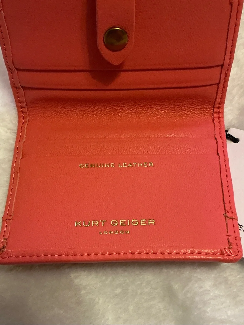 Kurt Geiger Coral Quilted Genuine Leather Card Case/ Wallet with Snap